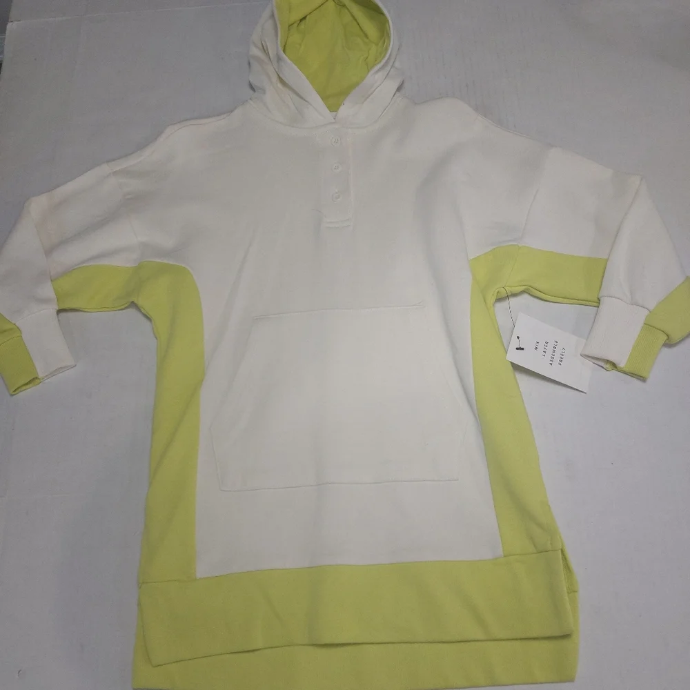 Free Assembly Girls Hoodie Dress Green and Cream Size XS 4/5 - Picture 6 of 10